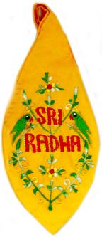 Sri Radha Embroidered Beadbag (Yellow)